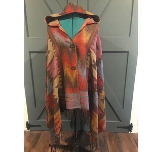 Southwest poncho with hood